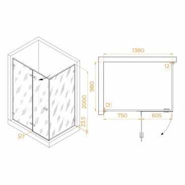 Душевой уголок RGW Stilvoll SV-040Gr 140x100 матовый