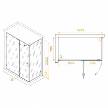 Душевой уголок RGW Stilvoll SV-040Gr 150x80 прозрачный