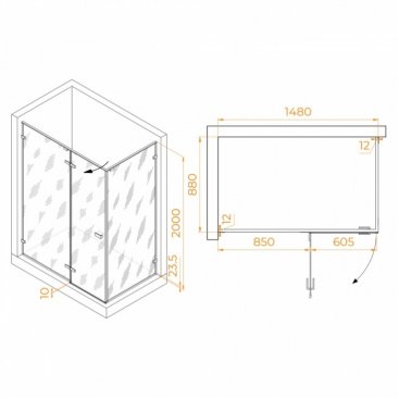 Душевой уголок RGW Stilvoll SV-040Gr 150x90 прозрачный