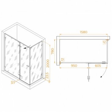 Душевой уголок RGW Stilvoll SV-040Gr 160x80 прозрачный