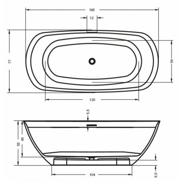 Ванна Riho Oval 165x77