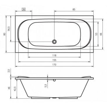 Ванна акриловая Riho Taurus 170x80