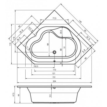 Ванна акриловая Riho Winnipeg 145x145