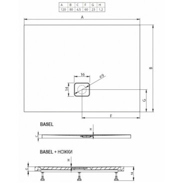 Душевой поддон Riho Basel 406 120x80 черный глянцевый