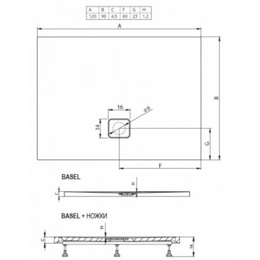 Душевой поддон Riho Basel 416 120x90 белый