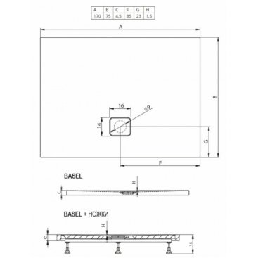 Душевой поддон Riho Basel 423 170x75 белый