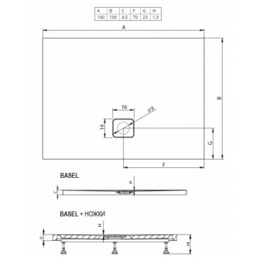 Душевой поддон Riho Basel 434 140x100 белый