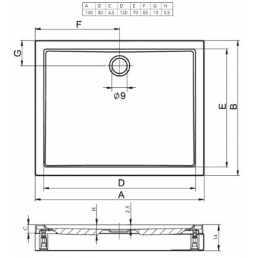 Душевой поддон Riho Davos 243 130x80