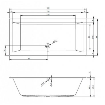 Ванна акриловая Riho Lugo 190x90