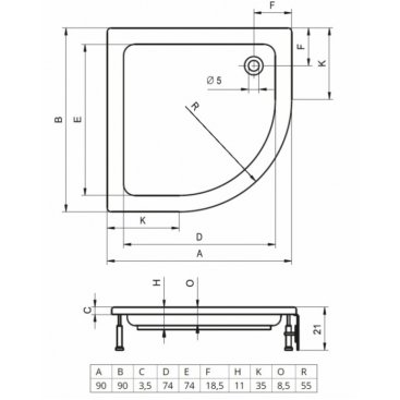 Душевой поддон Riho 210 90x90