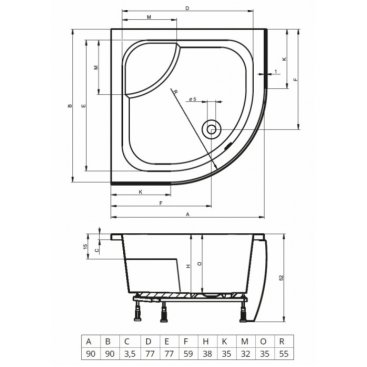 Душевой поддон Riho 343 90x90