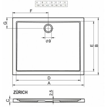 Душевой поддон Riho Zurich 252 100x90