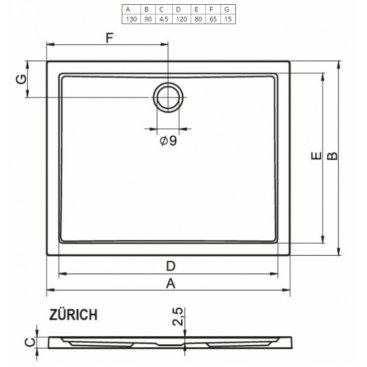 Душевой поддон Riho Zurich 262 130x90