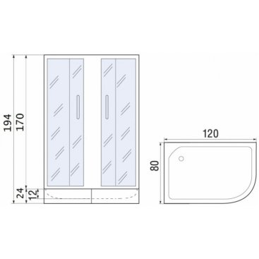 Душевой уголок River Don 120/80/24 MT L с поддоном