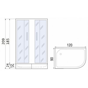 Душевой уголок River Don XL 120/90/24 MT L с поддоном