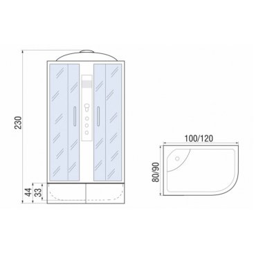 Душевая кабина River Dunay XL 120х90, матовое стекло, правая, радио