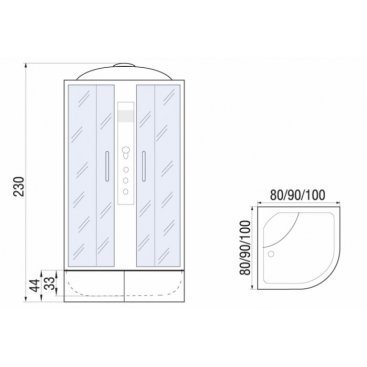 Душевая кабина River Dunay XL 90/44 ТН, 90х90х230 см, тонированное стекло