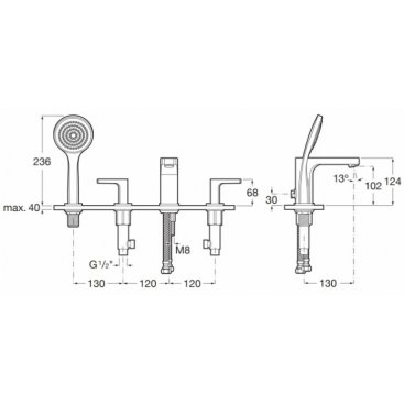 Смеситель на борт ванны Roca L90 5A1801C00