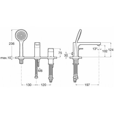 Смеситель на борт ванны Roca L90 5A9801C00