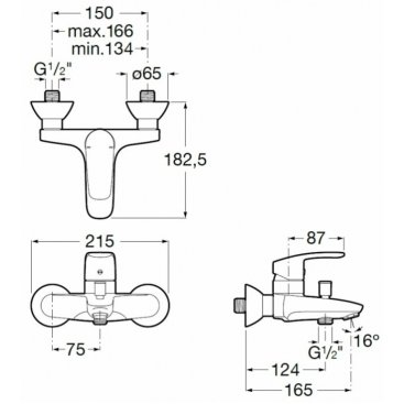 Смеситель для ванны Roca Monodin-N 5A0298C0M