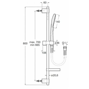 Душевой гарнитур Roca Plenum Square 5B1A10C00