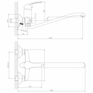 Смеситель для ванны Rossinka A35-34