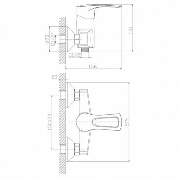 Смеситель для душа Rossinka T40-41