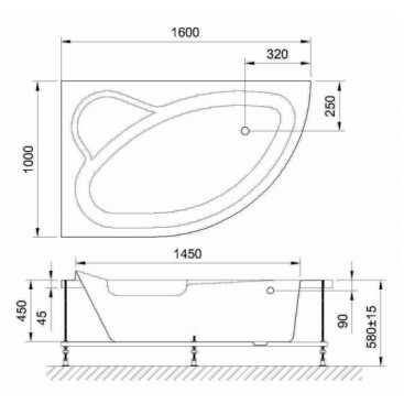 Ванна акриловая Royal Bath Alpine 160x100