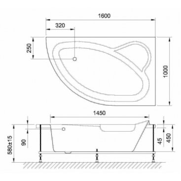 Ванна акриловая Royal Bath Alpine 160x100