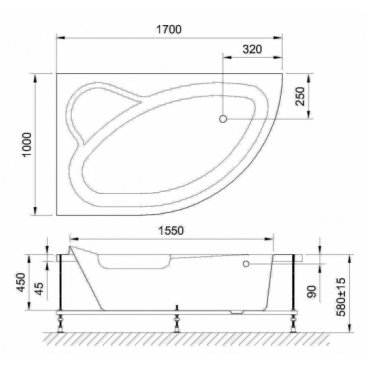 Ванна гидромассажная Royal Bath Alpine De Luxe 170x100