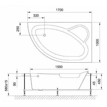 Ванна гидромассажная Royal Bath Alpine De Luxe 170x100