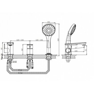 Смеситель на борт ванны Rush Bruny BR4335-333