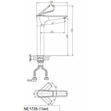 Смеситель для раковины Rush Nevis NE1735-11ch