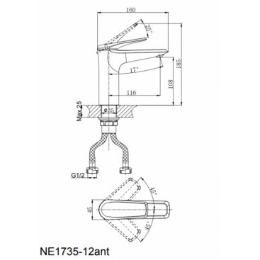 Смеситель для раковины Rush Nevis NE1735-12bronze