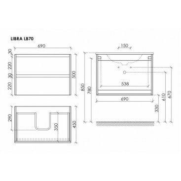 Мебель для ванной Sancos Libra 70 дуб чарльстон CN7001MB