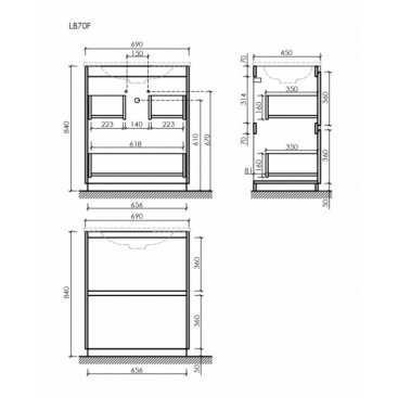 Мебель для ванной Sancos Libra Floor 70 дуб галифакс Black