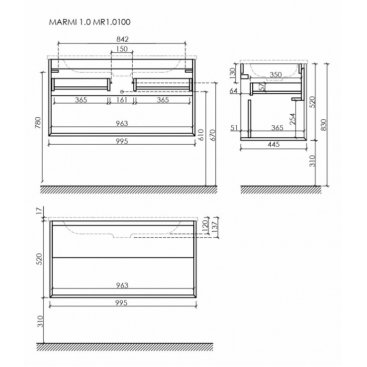 Мебель для ванной Sancos Marmi 1.0 100 дуб галифакс Black