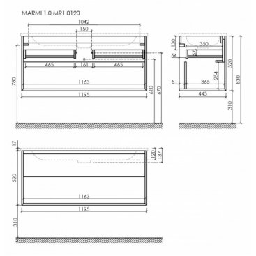 Мебель для ванной Sancos Marmi 1.0 120 дуб галифакс CN7017MB Black