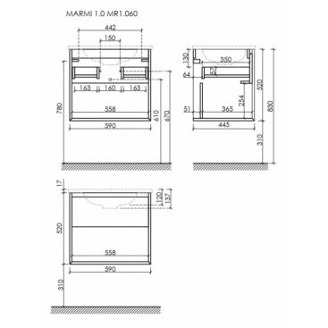 Мебель для ванной Sancos Marmi 1.0 60 дуб чарльстон Black