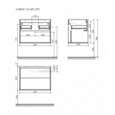 Мебель для ванной Sancos Marmi 1.0 70 дуб галифакс