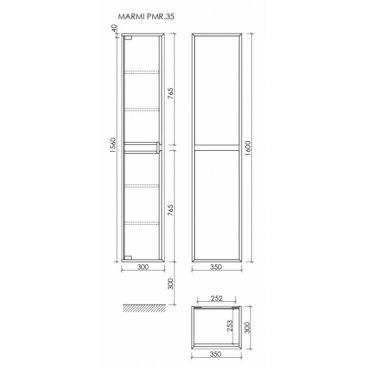 Пенал Sancos Marmi 1.0 35 дуб чарльстон