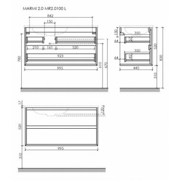 Мебель для ванной Sancos Marmi 2.0 100 дуб галифакс Black левая