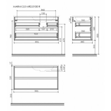 Мебель для ванной Sancos Marmi 2.0 100 дуб чарльстон Black правая