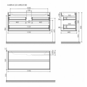 Мебель для ванной Sancos Marmi 2.0 120 дуб чарльстон CN7016MB Black