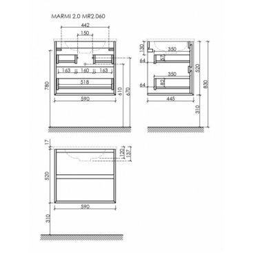 Мебель для ванной Sancos Marmi 2.0 60 дуб галифакс Black