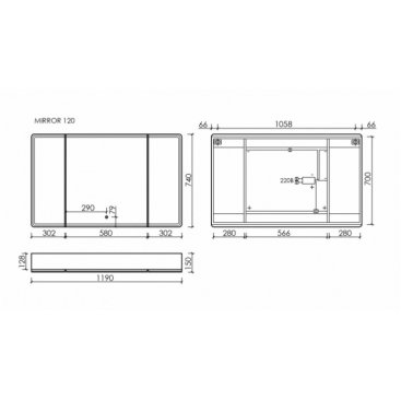 Зеркальный шкаф Sancos Mirror 120 дуб галифакс