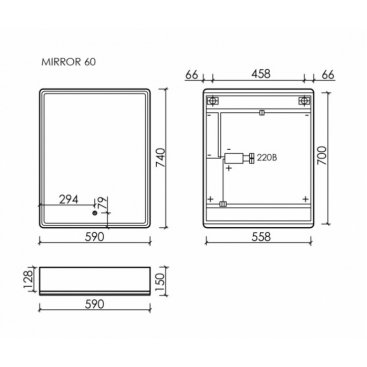 Зеркальный шкаф Sancos Mirror 60 дуб чарльстон