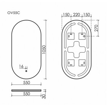 Зеркало Sancos Oval OV55C