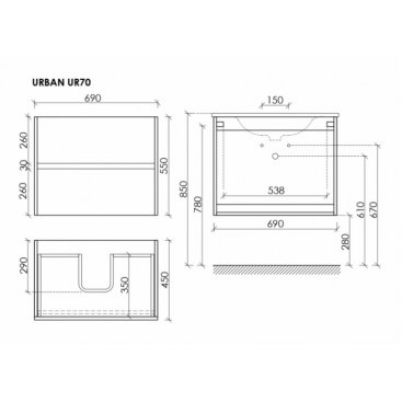 Мебель для ванной Sancos Urban 70 дуб галифакс