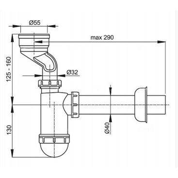 Сифон для писсуара AlcaPlast A45A